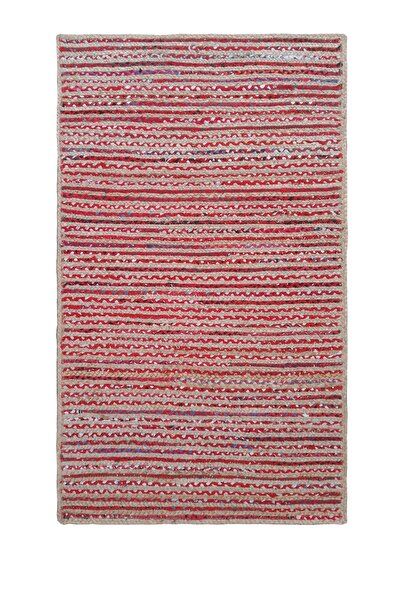 GizHome Pata Natural Jüt El Dokuma Hasır Halı Kilim Halı Zz-42 Kırmızı