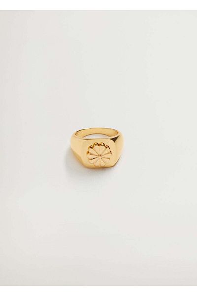 MANGO Woman Women's Gold Yellow Floral Ring