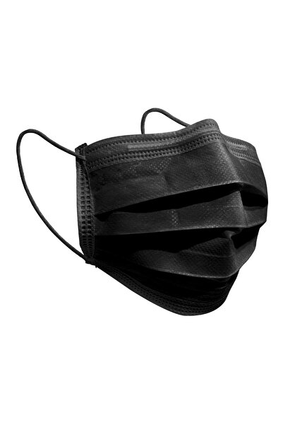 EOS MEDICAL Tip Iır Meltblown Filtreli 3 Katlı Siyah Renkli Tıbbi Yüz Maskesi...