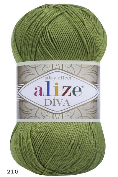 Alize Diva Hand Knitting Thread 5 Pieces 210 green