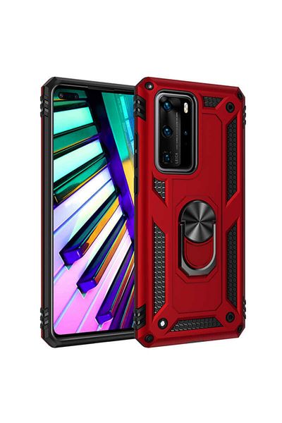 HTstore غطاء حماية لهاتف هواوي P40 برو فيجا - أحمر