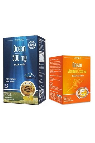 Ocean Ocean Vitamin C 1000 Mg 30 Tablets+500 Mg 60 Capsules Lemon Flavored Fish Oil