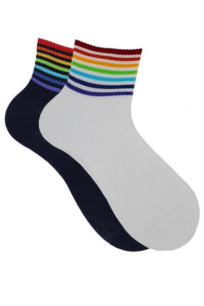 A CLASSE Pack of 2 Ankle Rainbow Colored Sports Model Mini Socket Women's Soc...