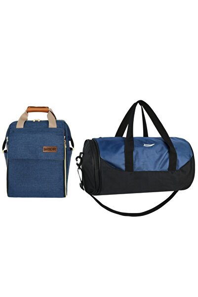 barberri Anne Bebek Bakım Lacivert Lüks Yataklı Sırt Çantası + Küçük Boy El V...