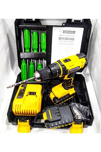 Mur-Cell Murcell 21 V Profesyonel Şarjlı Matkap Vidalama Darbeli Çantalı 6 Lı Tornavida Seti Hediyeli