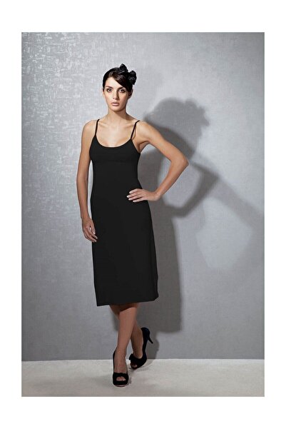 Doreanse Kadın Modal Siyah Askılı Jüpon Kombinezon 11129