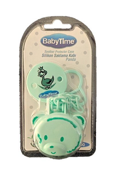 Babytime Babytıme Askılı Silikon Emzik Saklama Kabı Panda Yeşil