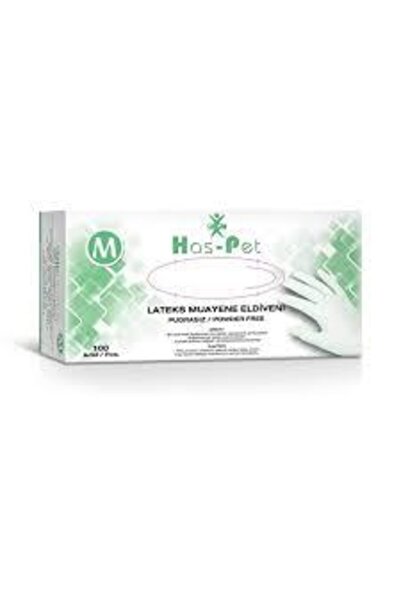 Has-Pet Pudrasız Lateks Eldiven 100'lü Paket 1 Adet M Beden Pudrasız Latex El...