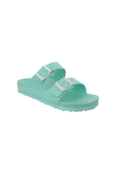 Esem Comfort Women's Mint Green Buckle Slippers 212