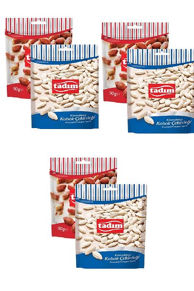 Tadım Roasted Salt Peanuts 90 Gr X 3 Pieces Salt-Free Pumpkin Seeds 80 Gr X 3 Pieces