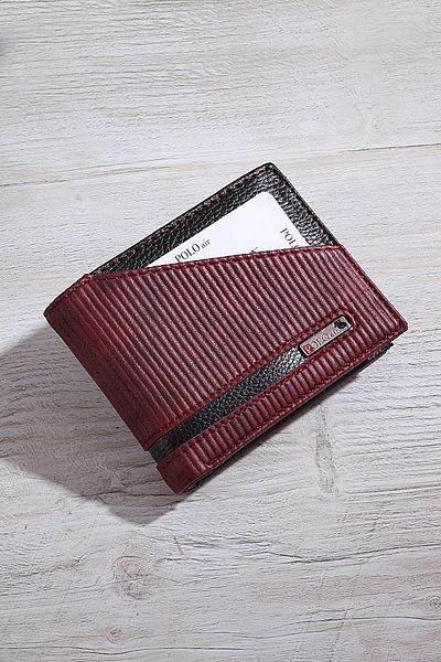 Polo Air Happy Birthday Written Men's Belt Wallet Card Holder Waterway Combination Set Claret Red