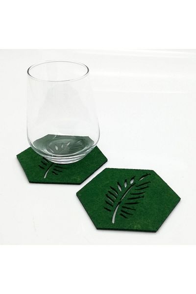 Lora Davet American Serving Coaster Felt Hexagon green