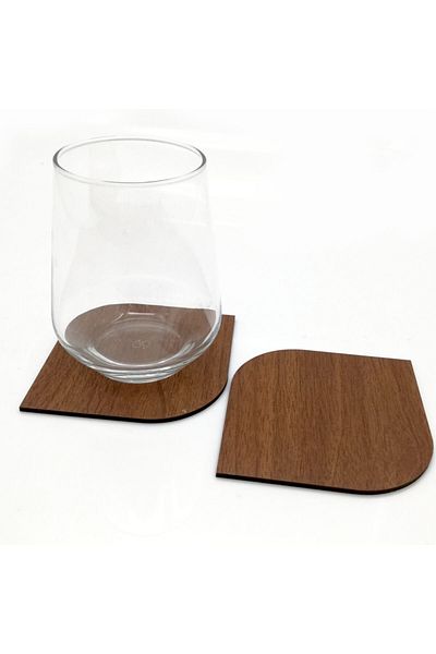 Lora Davet American Service Coaster Wooden Oval Corner Brown
