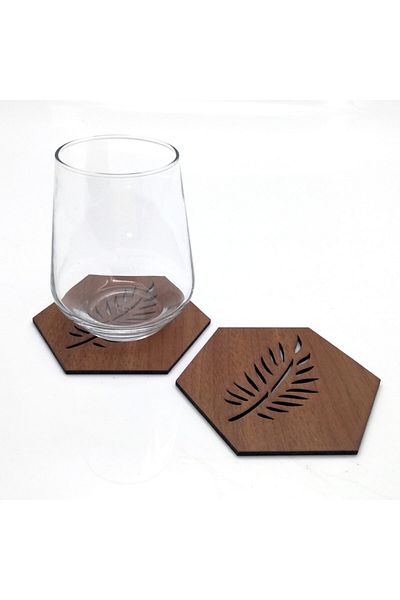 Lora Davet American Serving Coaster Wooden Hexagon brown