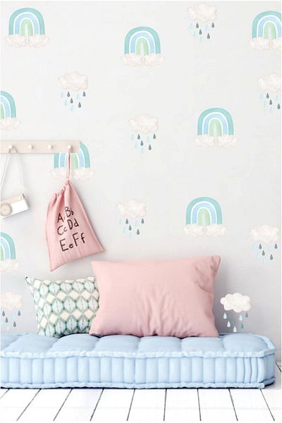 Piksel Grafik Modern Boho Rainbows Kids Room Wall Sticker