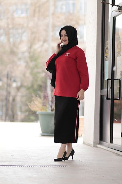 Zey&Ka Butik Women's Red Sports Skirt Blouse Set