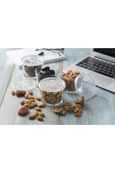 Paşabahçe 4-piece Breakfast 220cc Glass Storage Set with Lid - Fma07064