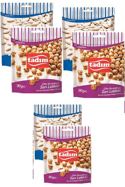 Tadım Salt-Free Pumpkin Seeds 80 Gr X 3 Pieces Yellow Chickpeas Double Roasted 90 Gr X 3 Pieces