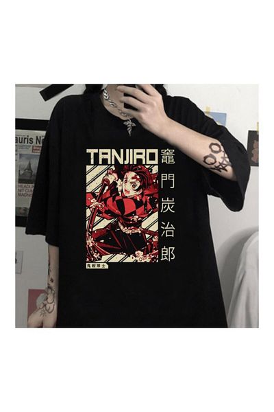 Köstebek Gofeel Anime: Demon Slayer Tanjiro Unisex T-shirt