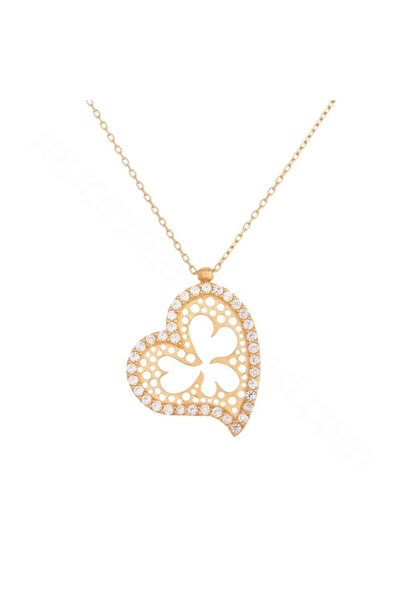 Mücevher Dünyası Kadın 22 Ayar Taşlı Kalp Altın Kolye 5,00 Gr.