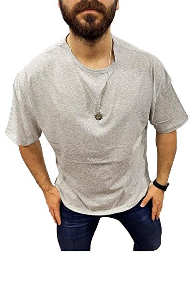 uXom Muška Oversize kroj okrugla kragna majica kratkih rukava T-shirt