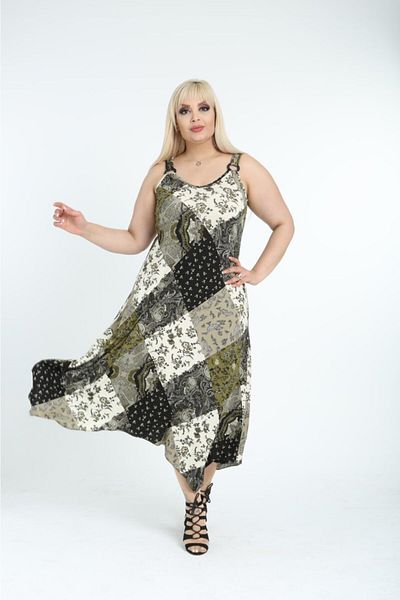 Mezura Rochie de damă, cu bretele lungi, din viscoză, mărime mare