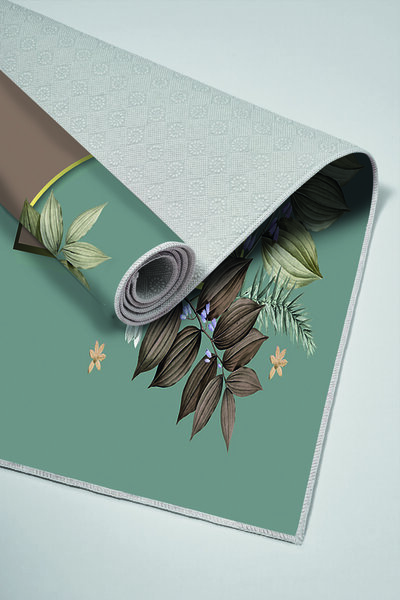 Alanur Home Alanur Trend Non-Slip Base Digital Bathroom Set Kt471 Green