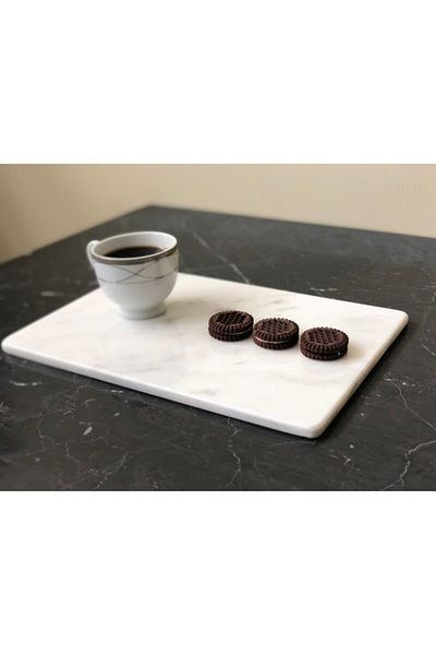 Modestmar طبق تقديم من الرخام الطبيعي كالكاتا 20x30 سم