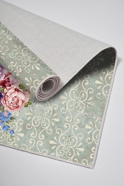 Alanur Home Alanur Trend Non-Slip Base Digital Bathroom Set Kt451 Green