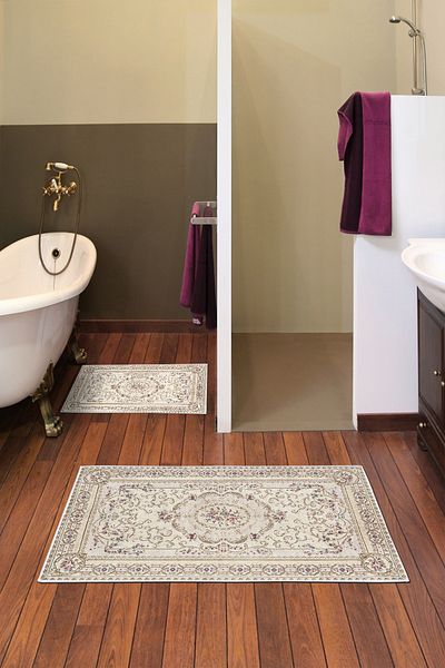 Alanur Home Alanur Trend Non-Slip Base Digital Bathroom Set Kt457 Cream