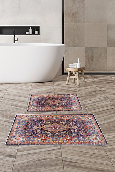 Alanur Home Set de baie digital cu bază anti-alunecare Alanur Trend Kt435 Albastru