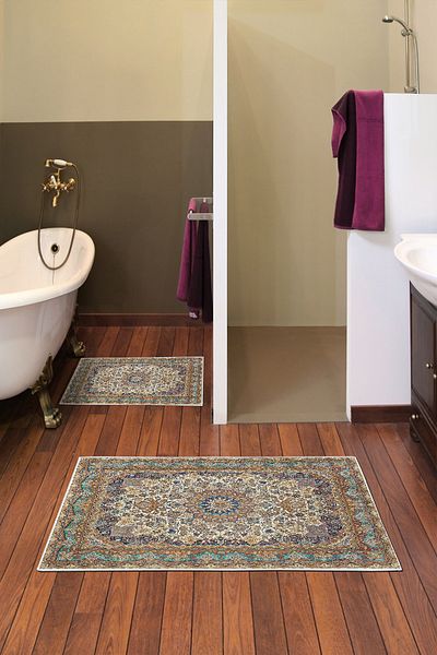 Alanur Home Alanur Trend Non-Slip Base Digital Bathroom Set Kt440 Green