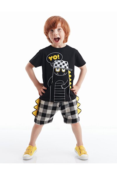 Denokids Set de pantaloni scurți de tricou Yo Dino pentru băieți