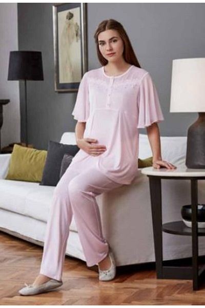 Eros Women's Pink Maternity Pajama Set 3 Piece Set 21620