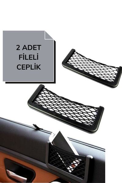 Buffer 2 Adet Araç Içi Fileli Pratik Göz Telefon Için Yapışkanlı Fileli Ceplik