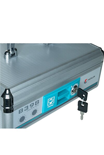 Mühlen Orta Boy Kilitli & Taşıma Saplı Alüminyum Para Kutusu Çekmecesi B398