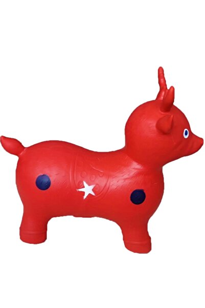 İnşirah Concept Kırmızı Şişme Geyik Şişme Eşek Zıp Zıp Pilates & Jimnastik Şişme Hayvan Boğa At Kuzu Çocuk Oyuncak
