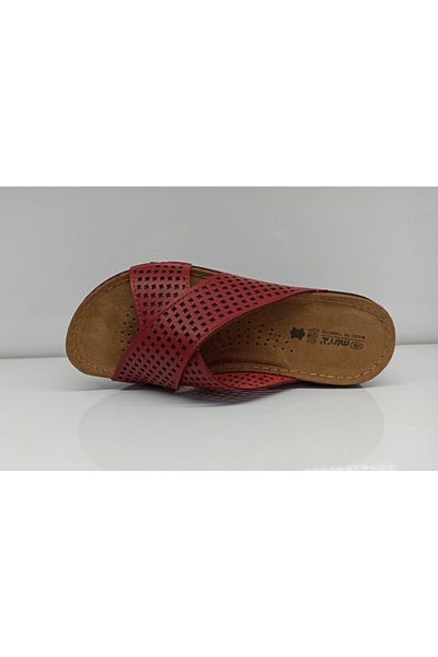 Muya Women's Red Anatomical Leather Slippers