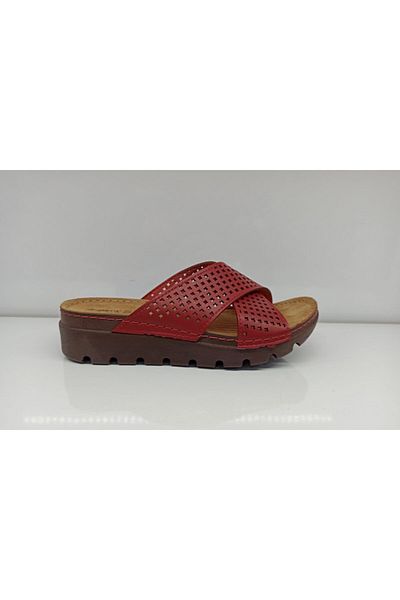 Muya Women's Red Anatomical Leather Slippers