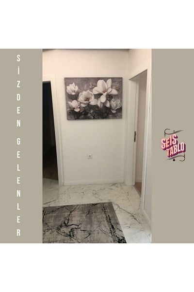 Seİs Tablo Pictură Decorativă Modernă Pe Pânză Flori Albe