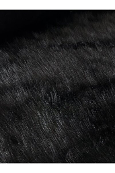 Genel Markalar Yumuşak Ve Uzun Tüylü Peluş Kürk Kumaş Simsiyah Renk 50x150 Cm