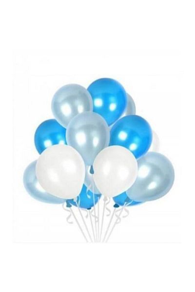 Acar Süs Blue White Silver Metallic Balloon 12 Inch 10 Pieces