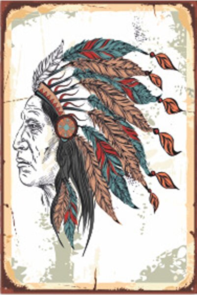 Hayat Poster Ρετρό ξύλινη αφίσα ιθαγενών Αμερικανών 20x30 εκ