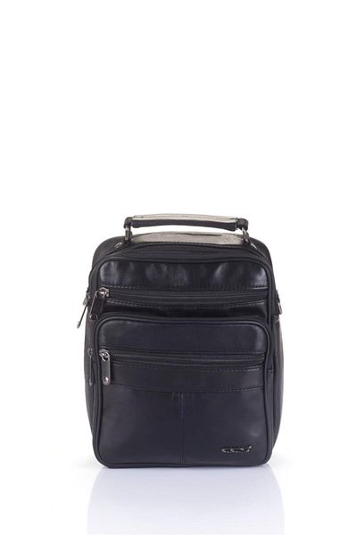 ÇÇS 31002 Genuine Leather Long Strap Handbag Black