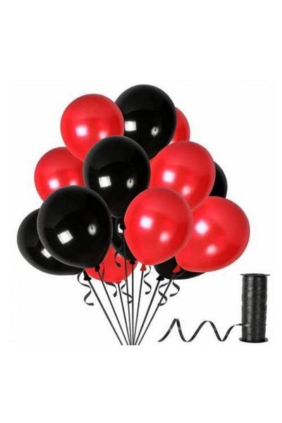 Acar Süs Red Black Metallic Balloon 12 Inch 100 Pieces