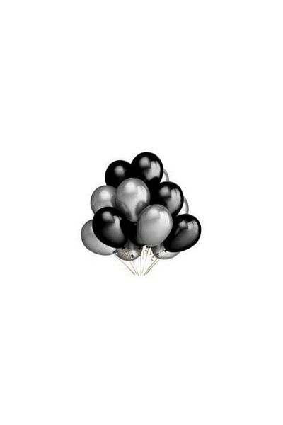 Acar Süs Silver Black Metallic Balloon 12 Inch 30 Pieces