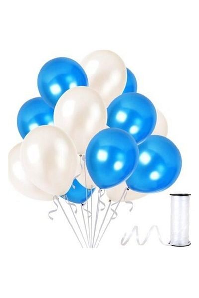 Acar Süs Blue White Metallic Balloon 12 Inch 100 Pieces