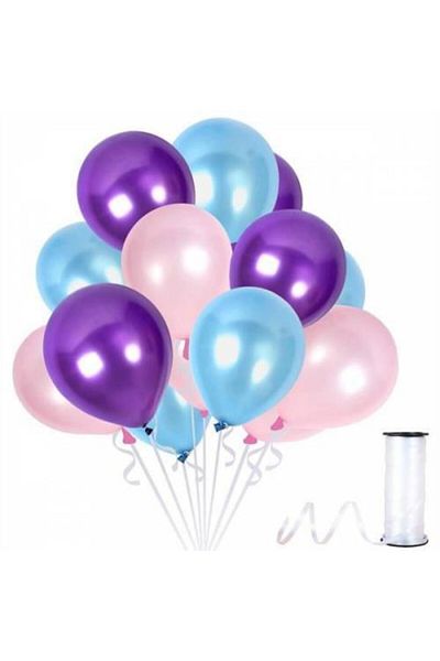 Acar Süs Purple Pink Blue Metallic Balloon 12 Inch 100 Pieces