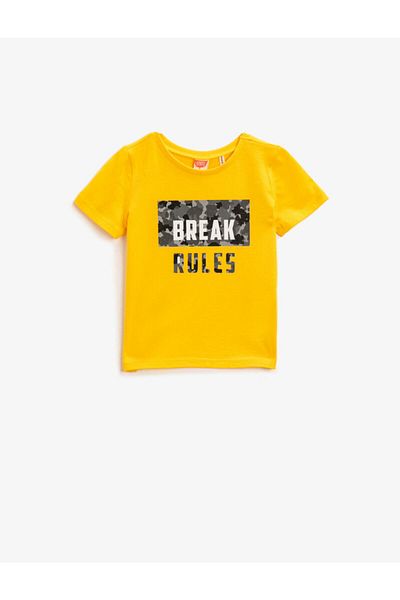 Koton Baby Boy Yellow Cotton Short Sleeve Crew Neck T-Shirt