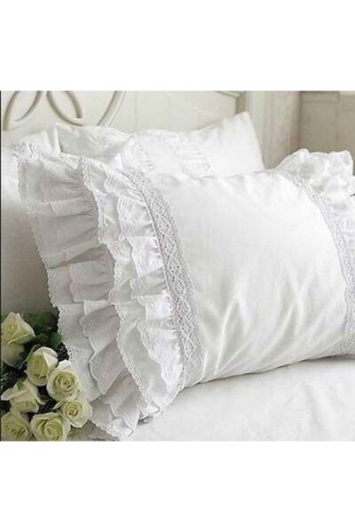 METİNEV Frilly Scalloped and Guipure Pillow Case